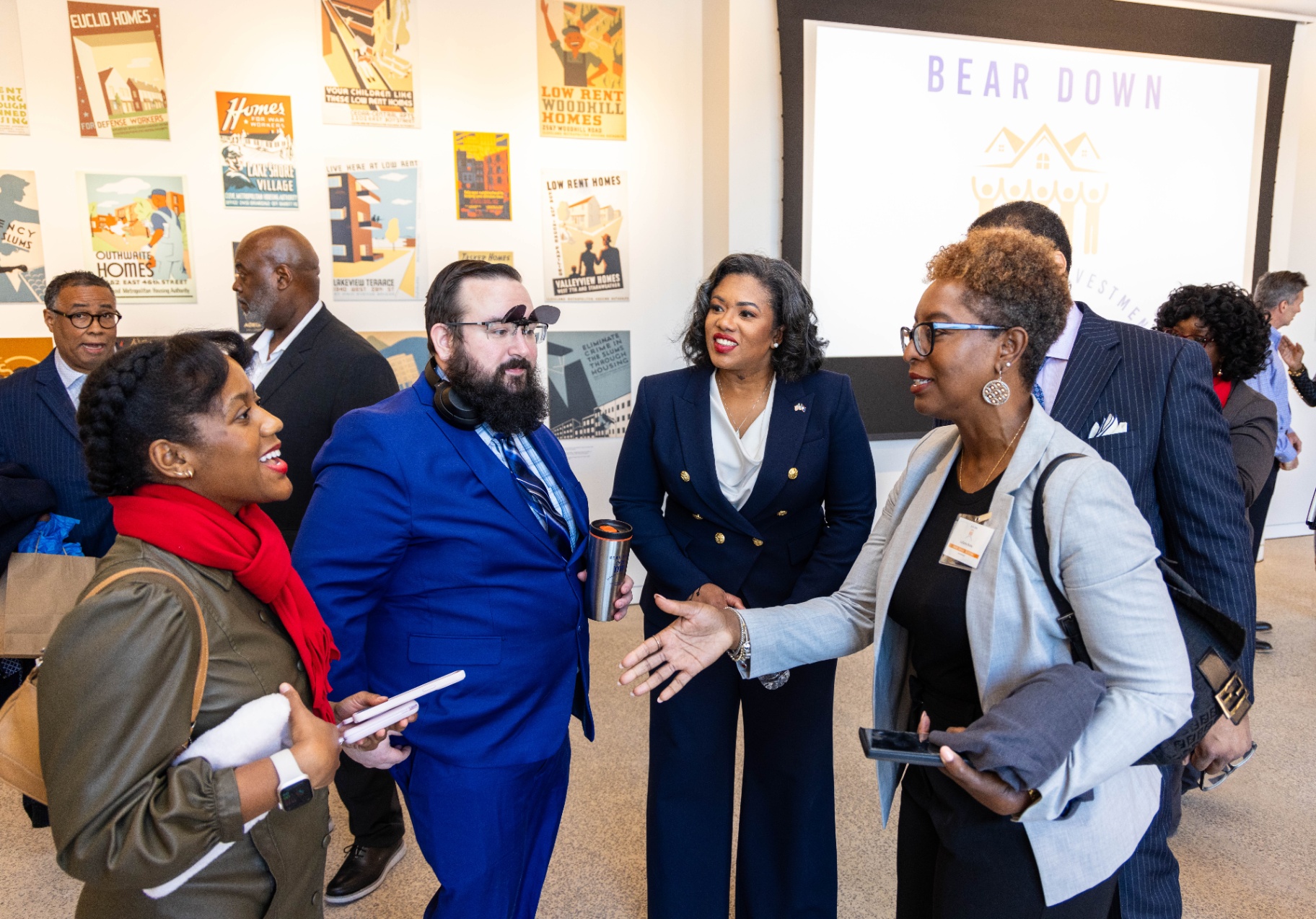 Seretha McField-Gibbs networking with community partners at the BDCIG launch